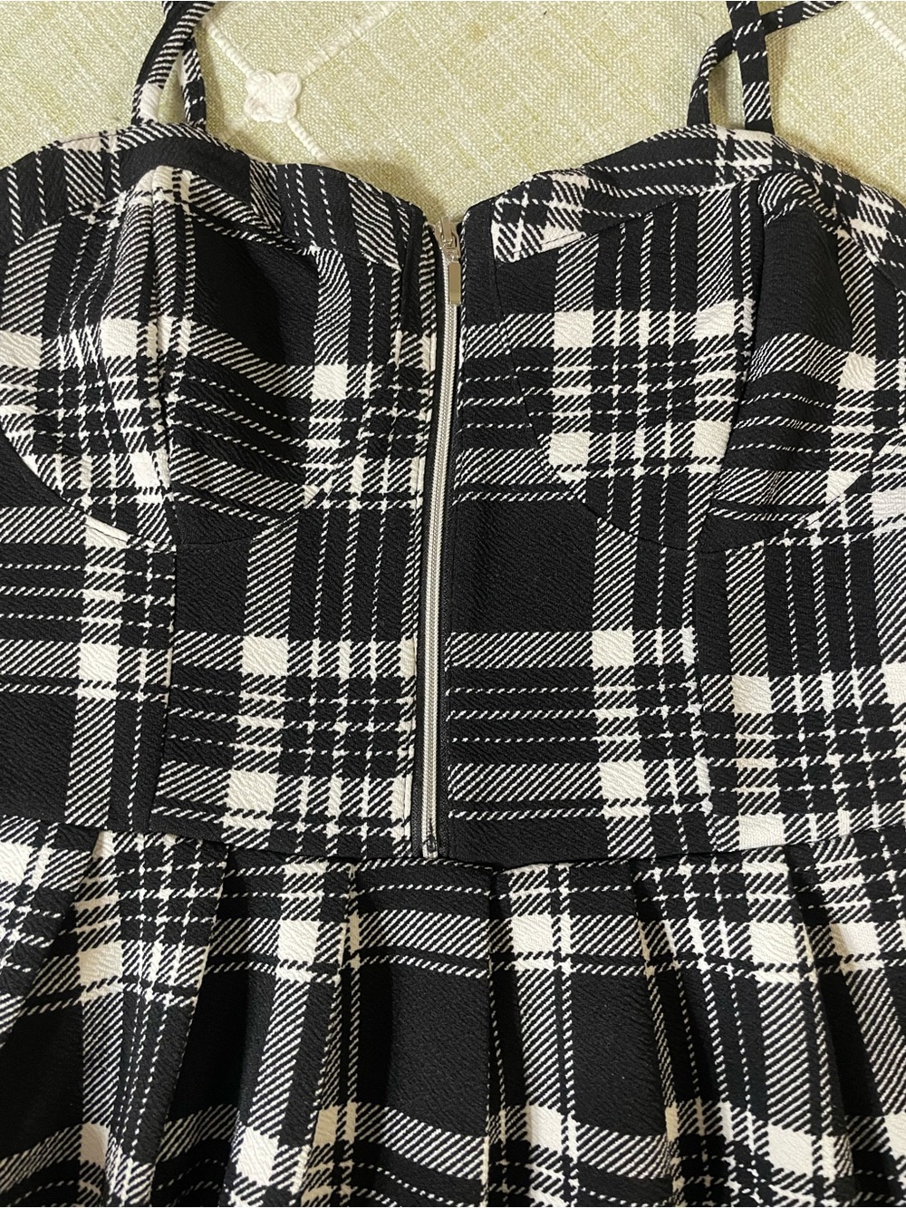 Almost Famous Black & White Plaid Zip-Front Sundress